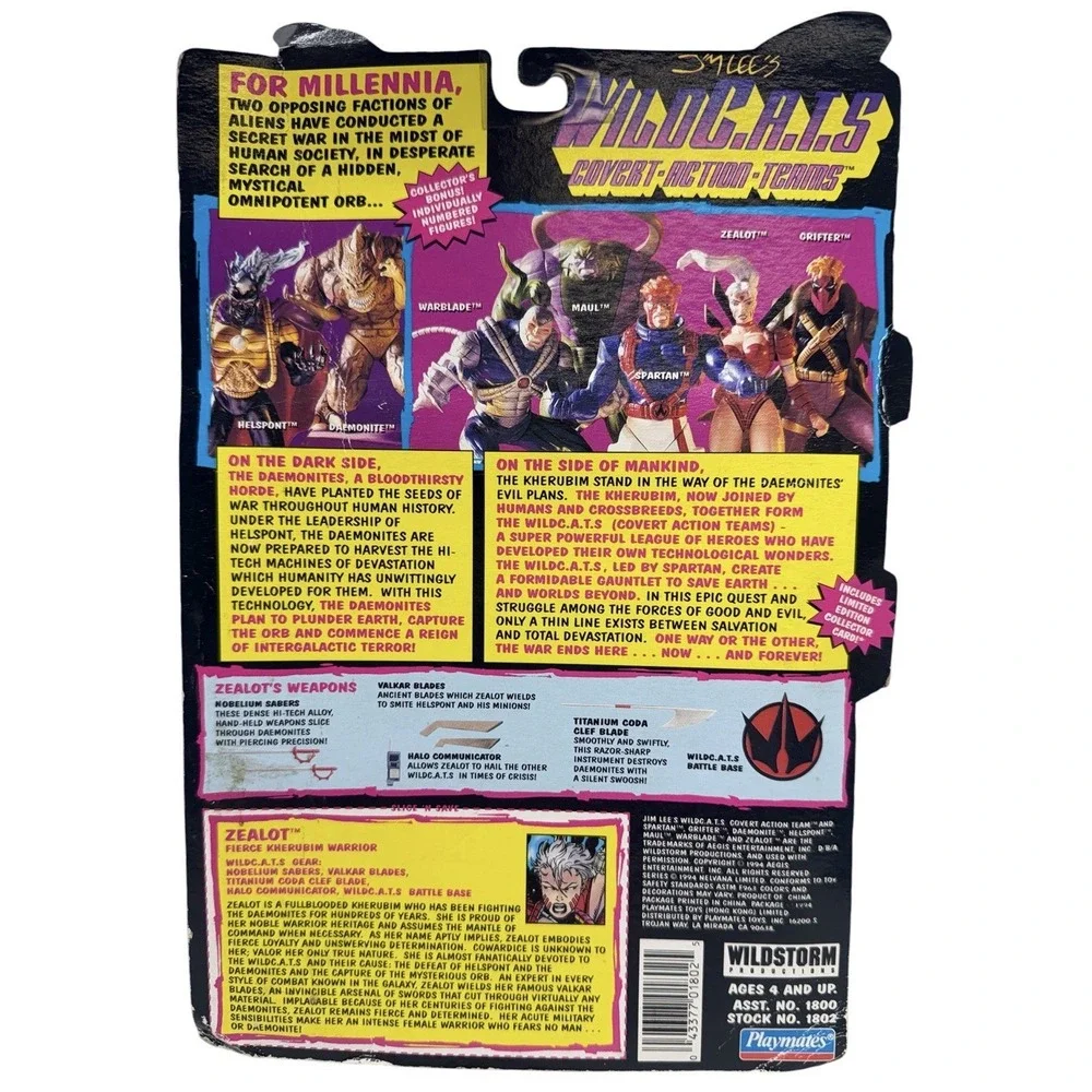 WildC.A.T.S Zealot Figure Playmates‎ 1994 Wildstorm MOC Sealed Vintage
